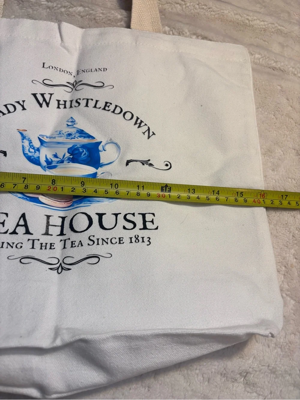 NEW Lady Whistledown Tea House White Canvas Tote Bridgerton